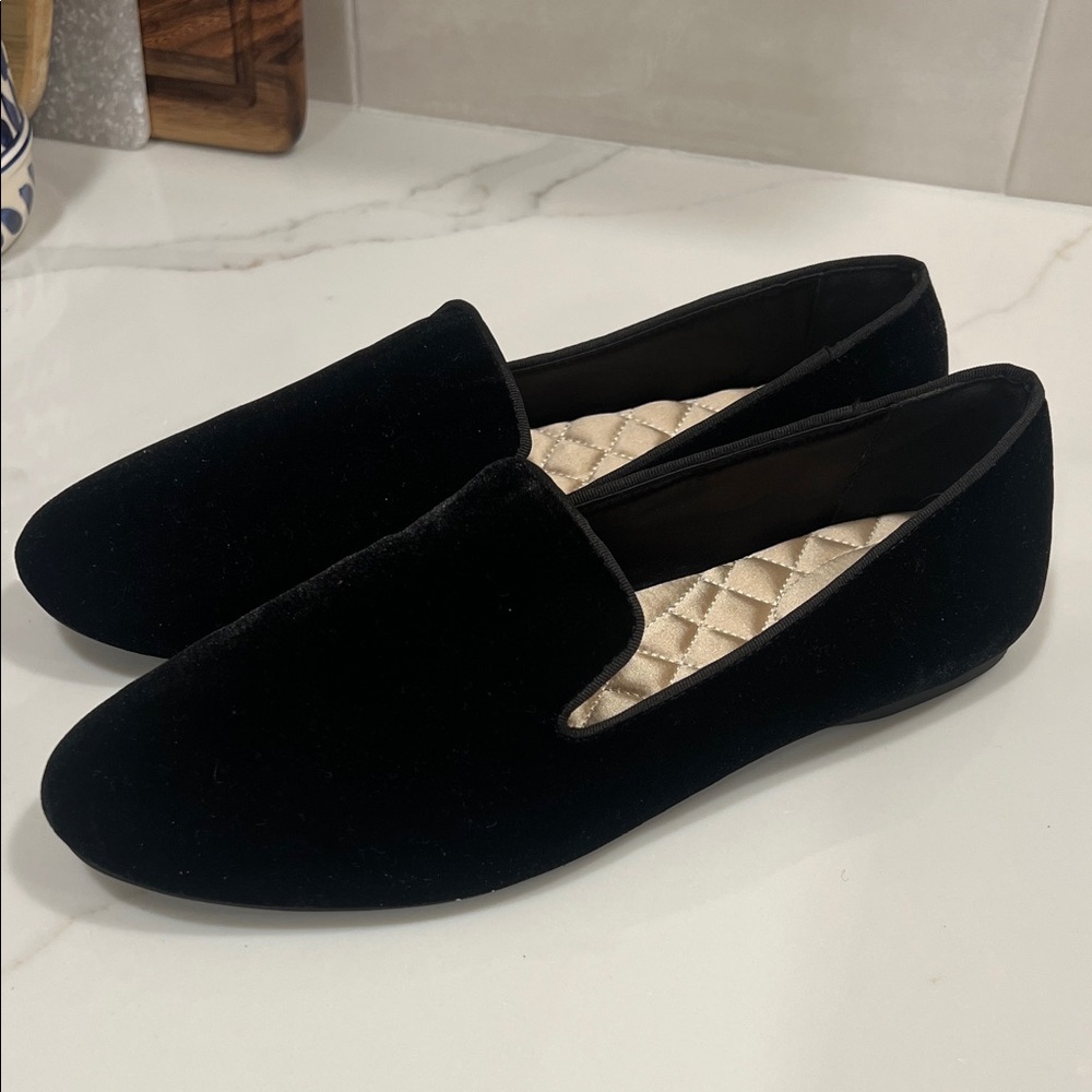 Birdies Black Velvet Slip-On Women's Flats
